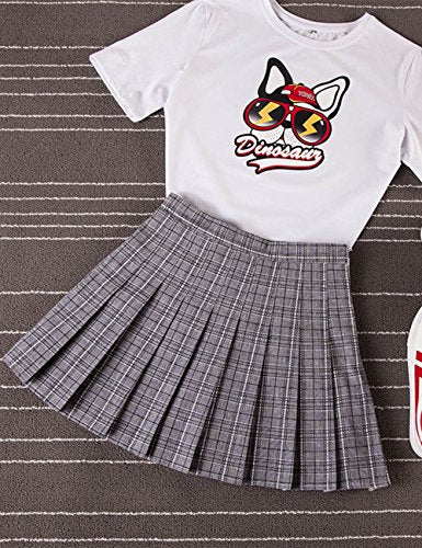 xxxiticat Women's Korean High Waist Plaid Skort xxxiticat Women's Korean High Waist Plaid Skort
